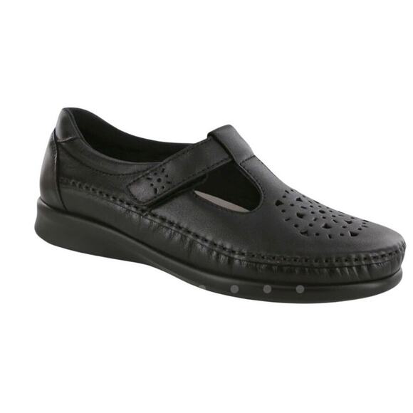 SAS Willow Leather Loafer Women Sz 9N Black Cutout Tripad Comfy Retro Made USA - Picture 3 of 15